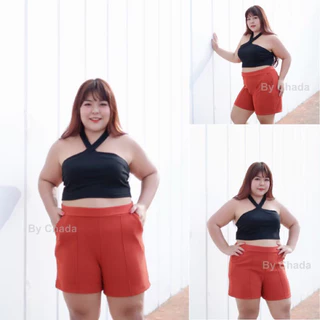 กางเกงขาสั้นเอว30-47 ผ้าวูลเวฟเก็บพุง เก็บทรงผ้ายืดนิ่มสาวอวบใส่สบาย งานตัดเย็บที่ไทย