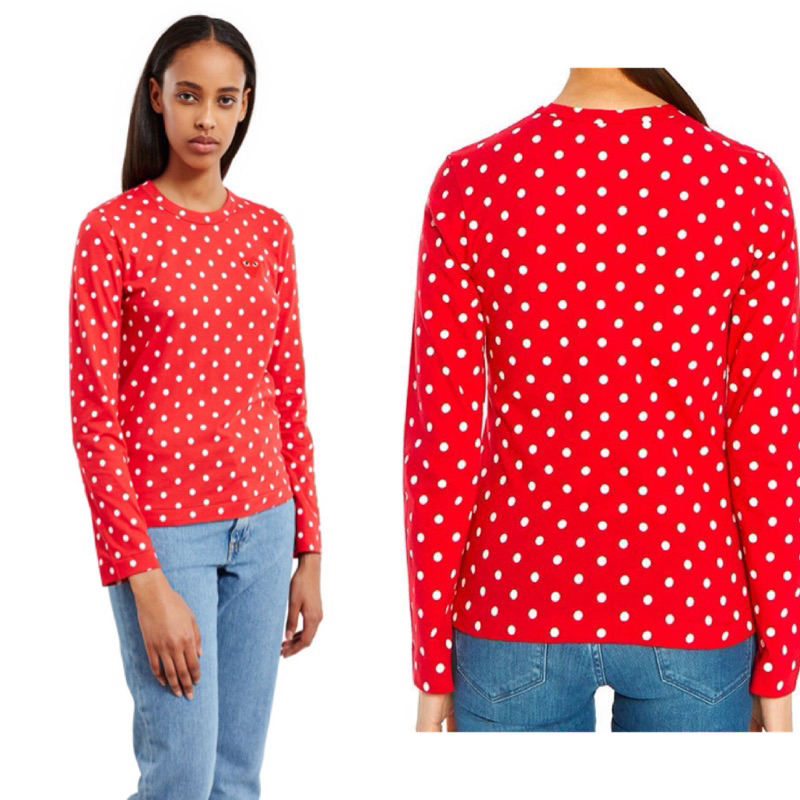 PLAY เสื้อแขนยาวลายจุด สีแดงT-SHIRT COMME DES GARÇONS PLAY : S