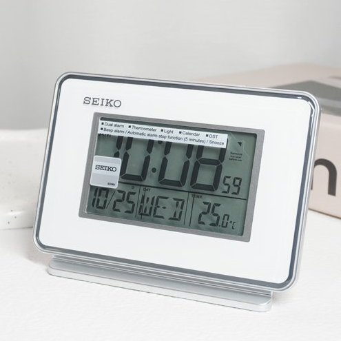 🎁SEIKO นาฬิกาปลุก ตั้งโต๊ะ รุ่น QHL068W ของแท้ 100% ประกัน 1 ปี