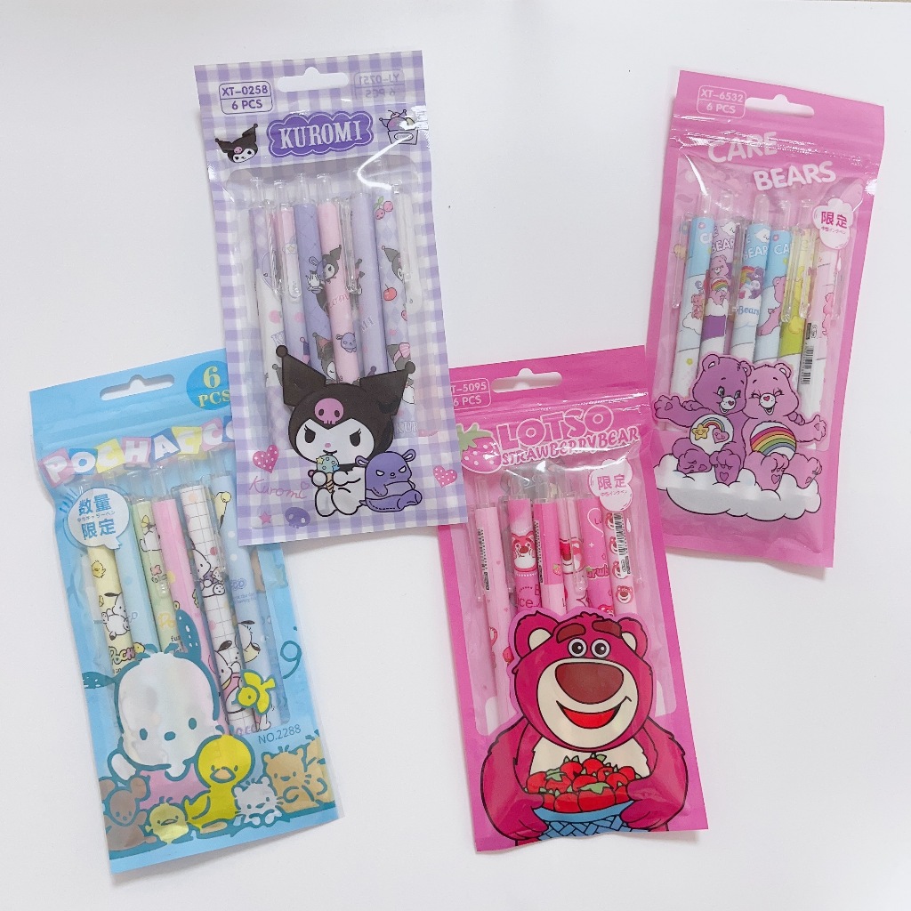 จัดส่งทันที🚛6 ชิ้น / 0.5 มม ปากกาลูกลื่น Stationery 6เเท่ง Sanrio น่ารักการ์ตูน Kulomi ปากกาสี  คุณภาพสู