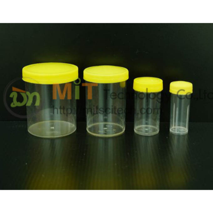 แบบ 10 ชิ้น ขวดพลาสติกใสฝาเหลือง กระปุกฝาเหลือง Specimen Container ขวดเก็บตัวอย่าง มี 4ขนาด ของไทย