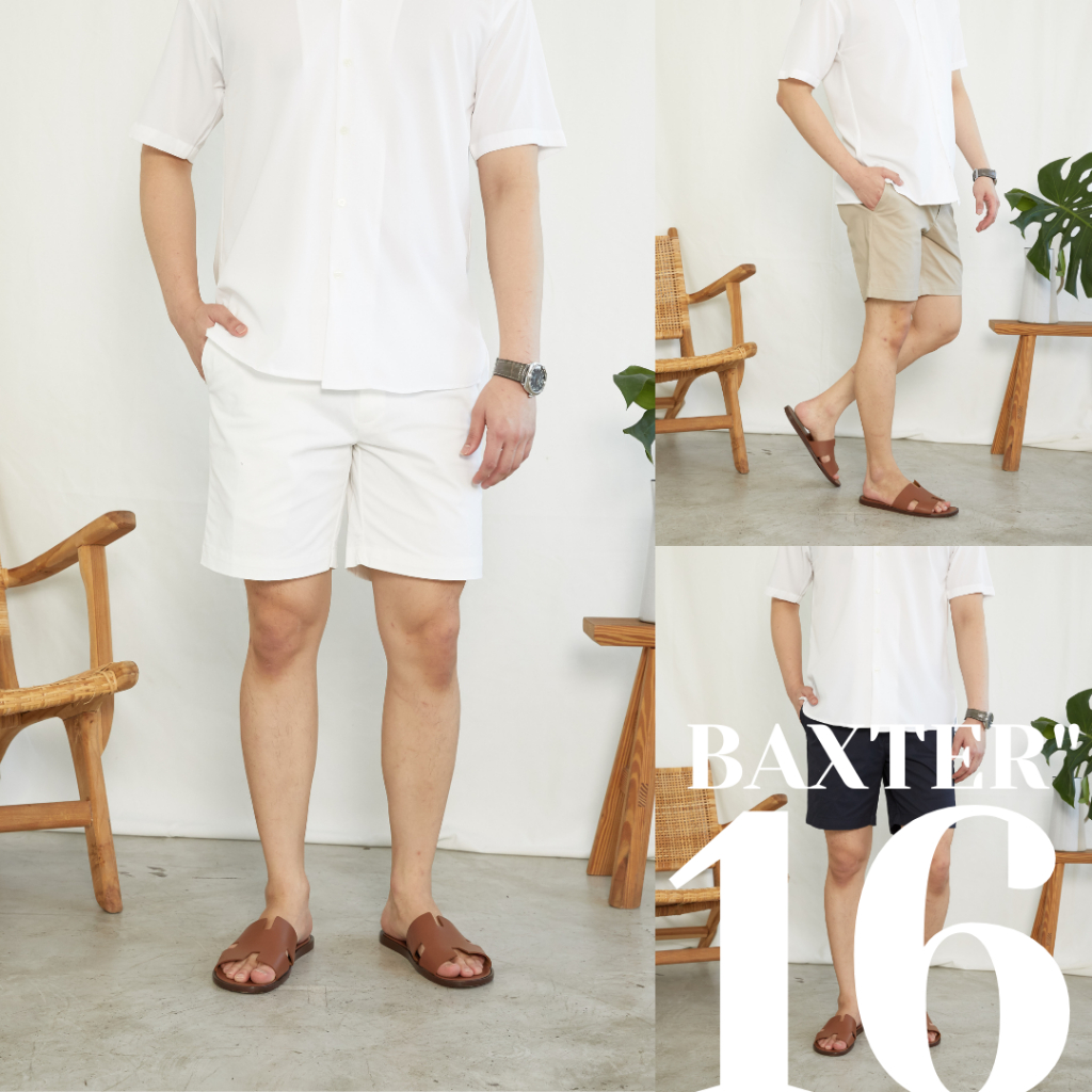 กางเกงขาสั้นผู้ชาย EXTRA FINE CHINO 16 นิ้ว รุ่น BAXTER 16 - RALPH T กางเกงขาสั้นชาย สีขาว