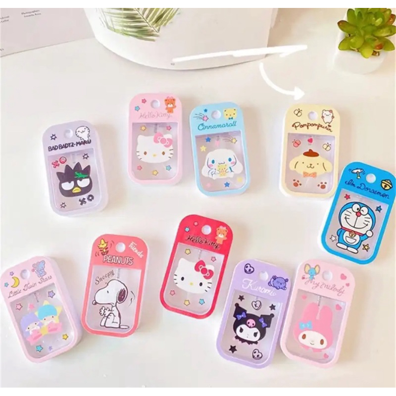 ขวดสเปรย์น้ำหอม minio Melody Kuromi Hello Kitty cochacco ขวดสเปรย์จ่ายแอลกอฮอล์ขวดกดสเปรย์