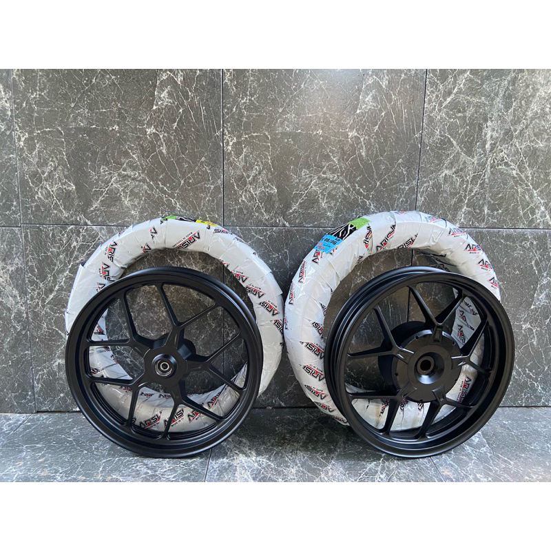 ชุดล้อแม็ก กว้าง 14 นิ้ว ใส่ Click110,Click-i,Scoopy-i,i-Con,Spacy-i,Zoomer-X,Moove,Air blade,คลิกคาบู สีดำล้วน