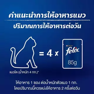 [โหล 12 ซ. / ลัง 24 ซ.] Felix เฟลิกซ์ อาหารแมวเปียก 70-85 กรัม - Felix Pouch 70 g. - 85 g.