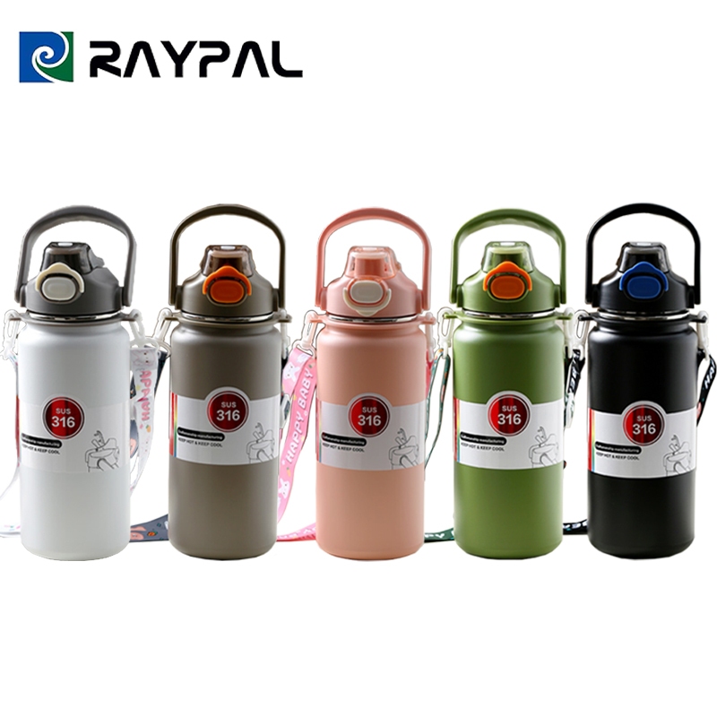 แก้วเก็บความเย็น ขวดน้ำสแตนเลส SUS316 ขนาด 1.4 ลิตร 2 หัว มีสายสะพาย