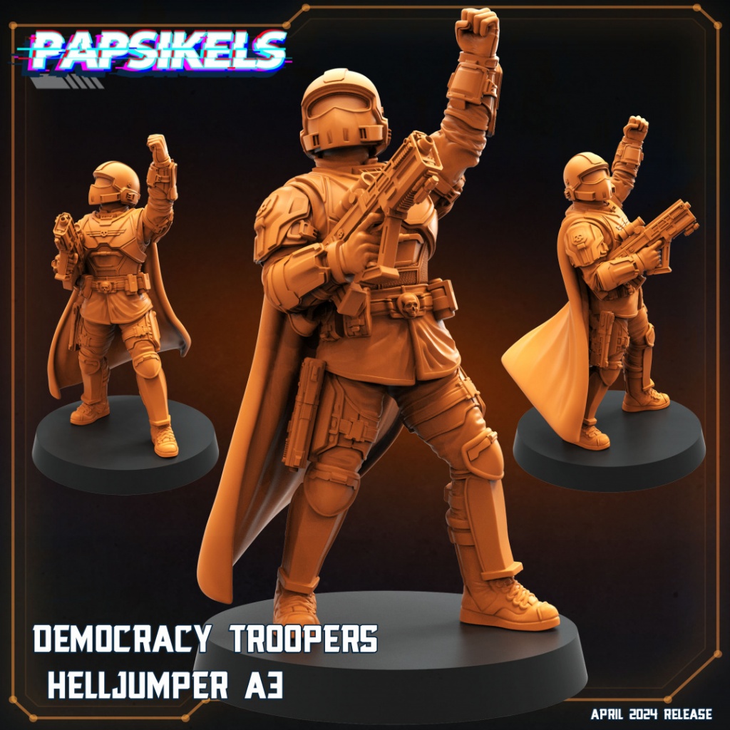Helljumper A3 - Democracy Troopers - Humanoid Human  / 32mm scale 3D printed miniature PSK