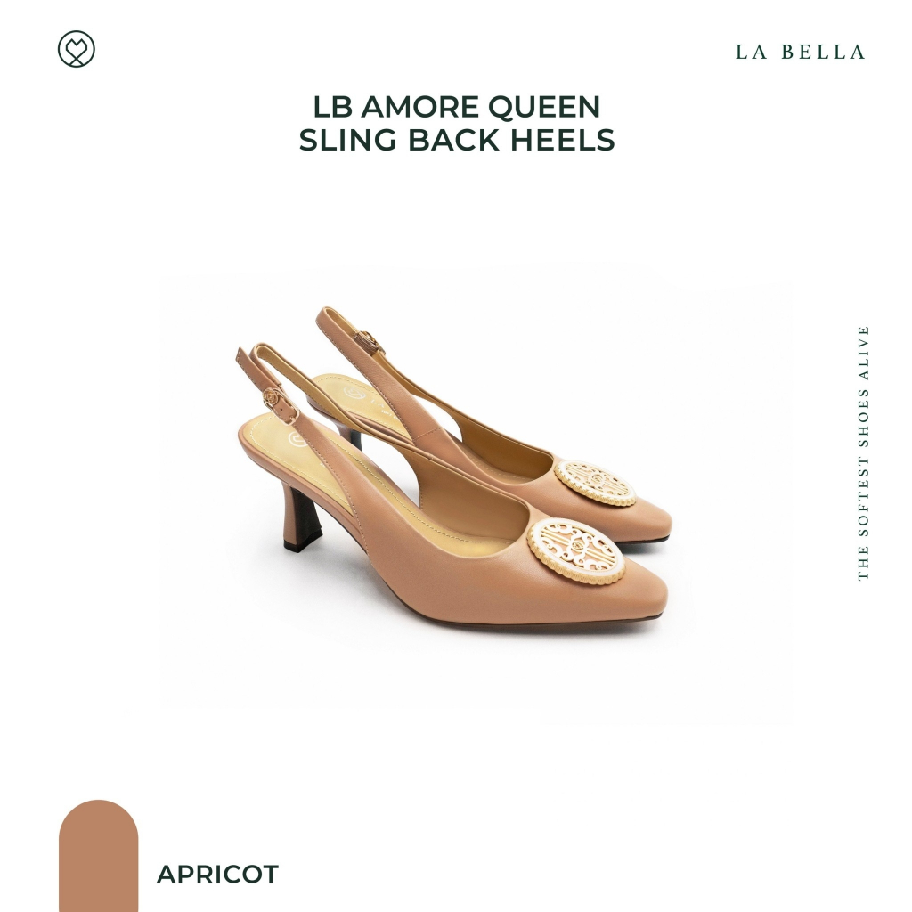 LA BELLA รุ่น LB AMORE QUEEN  SLING BACK HEELS - APRICOT
