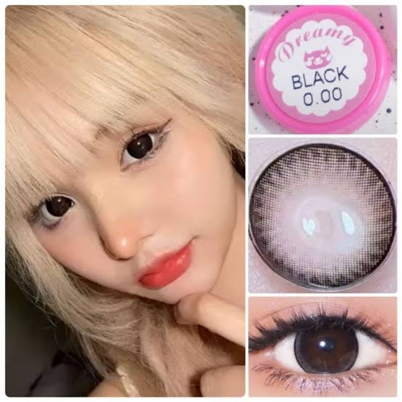 💖 Kitty kawaii black สีดำ Dreamy mini/big สายตา -00 ถึง -1000 Contactlens บิ๊กอาย  คอนแทคเลนส์ ราคาถ