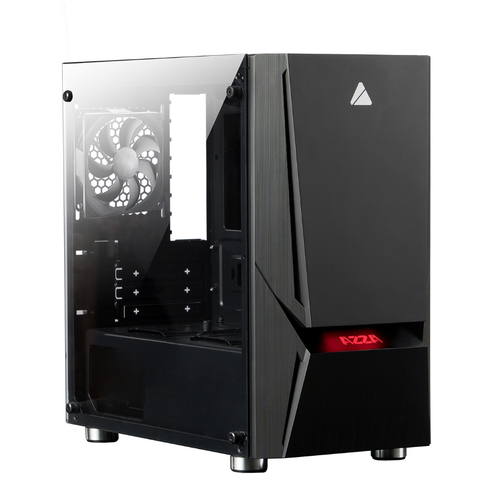 ส่งด่วน+โค้ดลด เคส MATX RGB ทรงเล็กเตี้ย ฝากระจกนิรภัยหนา แถมพัดลม AZZA Luminous 110 MicroATX Case