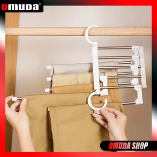OMUDA_SHOP ไม้แขวน ไม้แขวนกางเกง 5 ชั้น ไม้แขวนสแตนเลส Pant racks stainless steel linhaomall