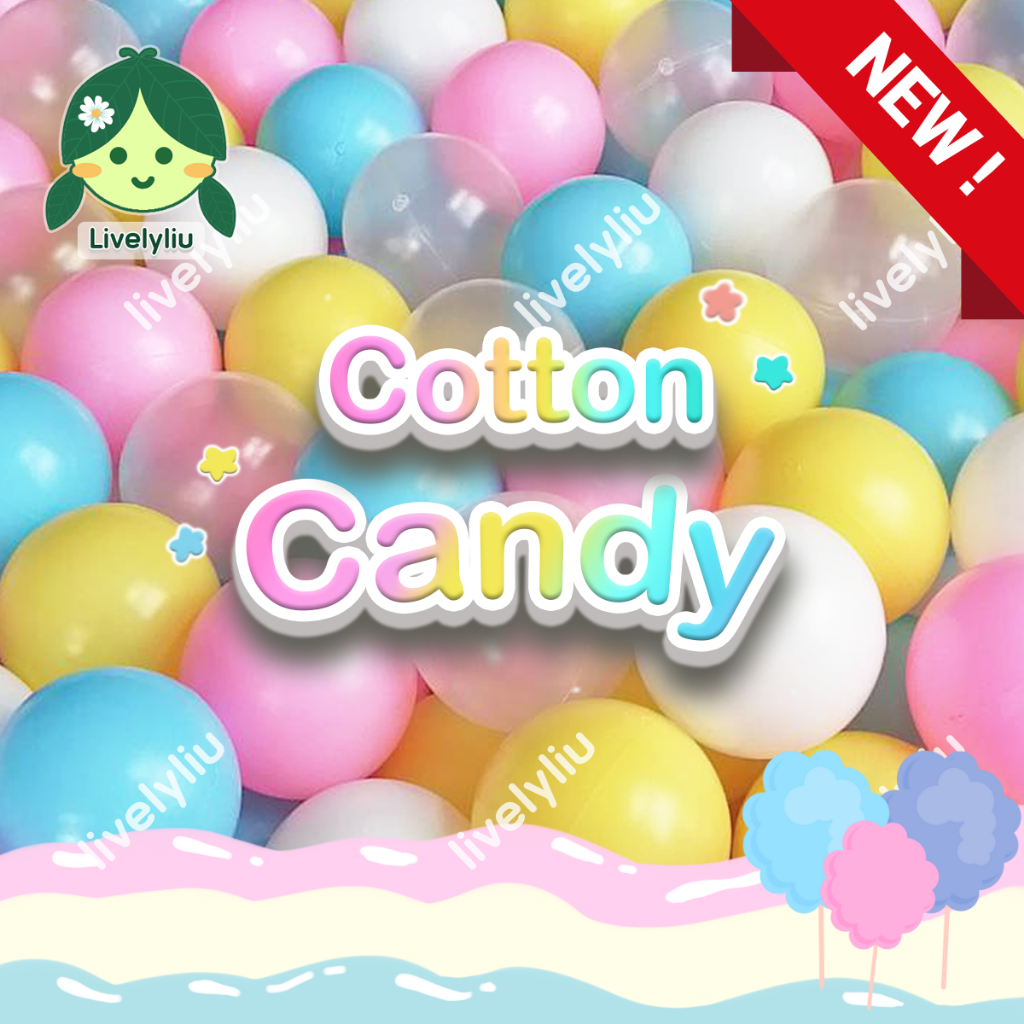 ลูกบอลพลาสติก ธีม Cotton Candy 100 ลูก บอลสีน่ารัก ลูกบอลสีเหลือง ชมพู ฟ้า คละสีหวาน บอลตกแต่ง ขนาด 7 ซม. Livelyliu