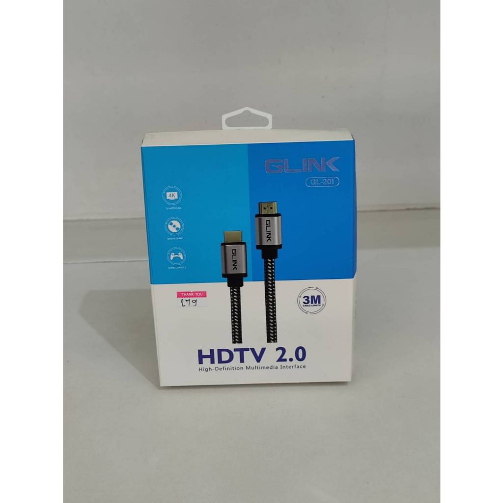 GLINK Cable HDMI 4K (V.2.0) M/M (3M)GL201 สายถัก