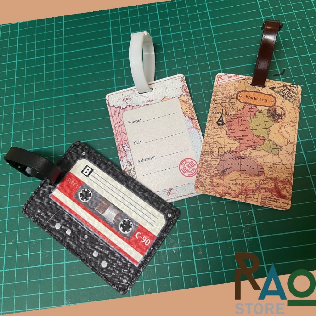 Rao Store พร้อมส่ง ป้ายแท็กห้อยกระเป๋าเดินทาง แท็กป้ายชื่อ วัสดุหนังPU สายเป็นพลาสติก ดีไซน์ลายแผนที่ ลายเทป - รูปที่ 7