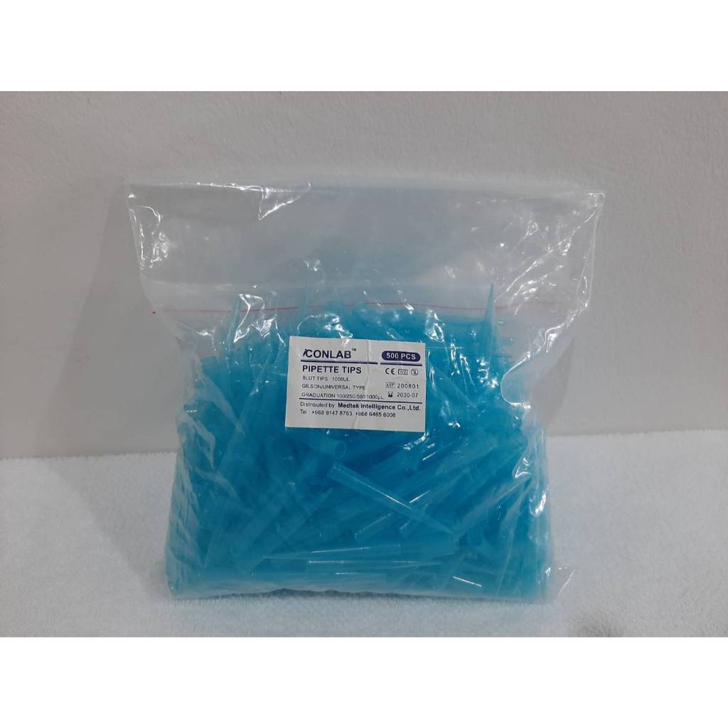 BLUE TIP 500อัน , Pipette Tip 1000uL มีพร้อมส่ง ทิปเหลือง ไปเปตทิป ทิปดูด