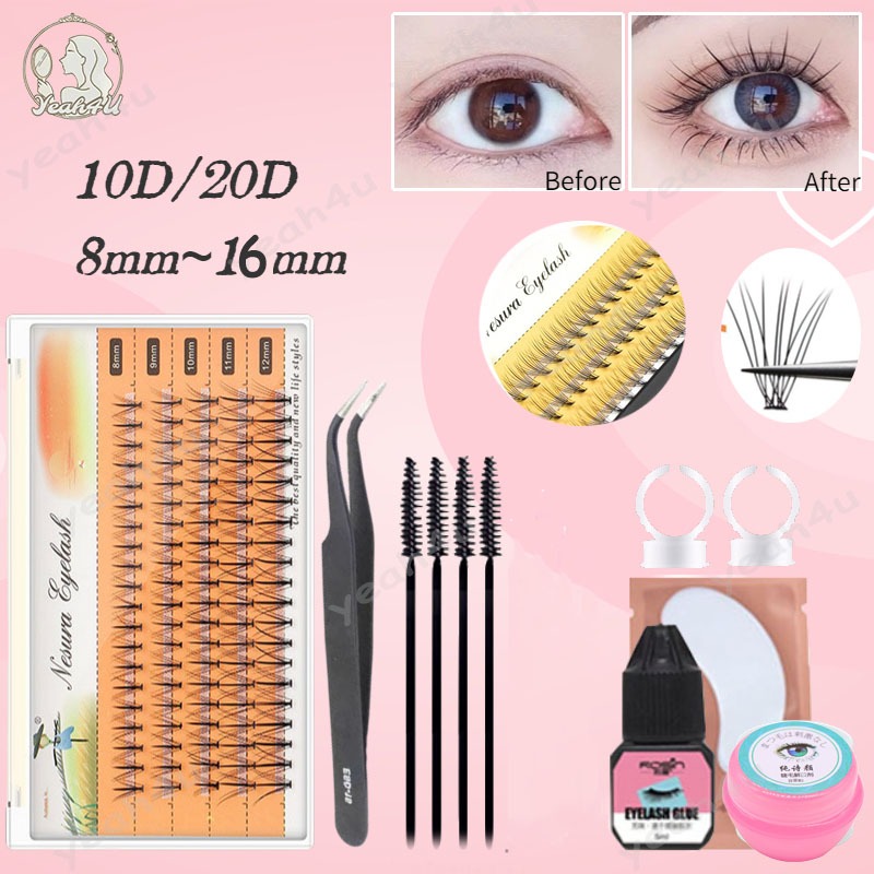 คลัสเตอร์ต่อขนตา ขนตาปลอม ต่อขนตา ขนมิงค์ ขนตาต่อ ขนตาปลอมส false eyelashes 10D/20D 8-16mm