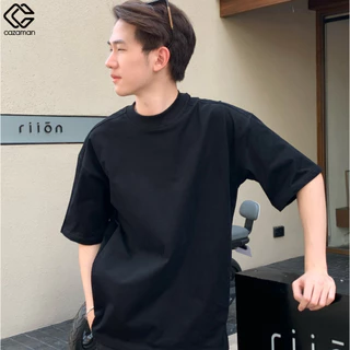 CAZAMAN เสื้อยืด Oversized สีพื้น ผ้าคอนตอน คมกลม คอฟิต ทรงไหล่กว้าง 2340