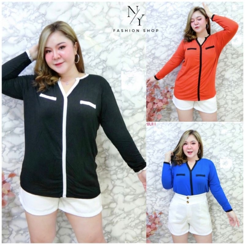 เสื้อยืดแขนยาวสาวอวบ พลัสไซส์ ขนาด3XL,4XL.เป็นผ้าเรย่อนเนื้อนิ่ม ผ้าดี.