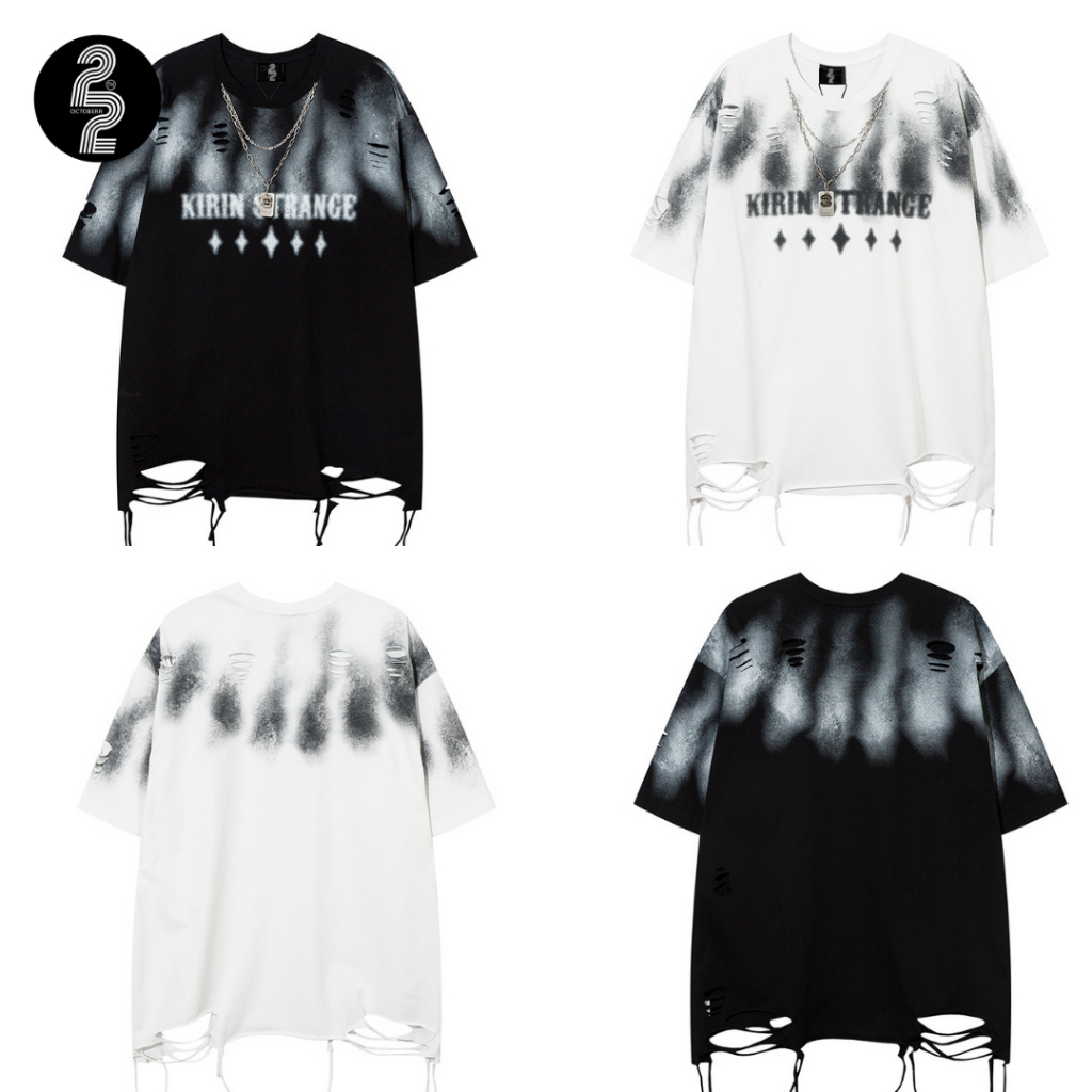 KR1288 "Kirin St. Tee" เสื้อยืดโอเวอร์ไซส์แต่งสีอย่างดีสายสตรีทต้องโดนน