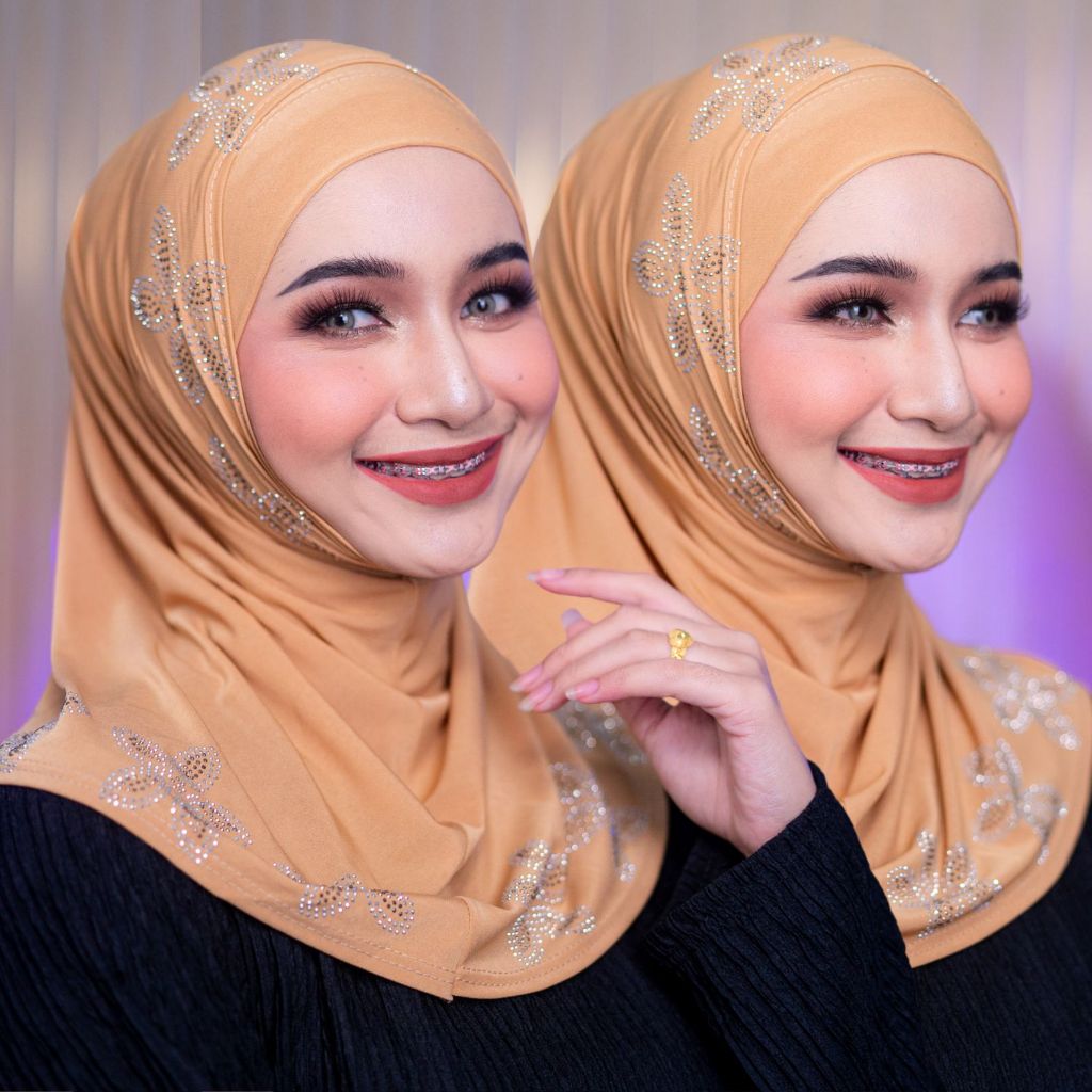ผ้าคุลมแม่ลูก 2 ชิ้น ลายดอก เนื้อผ้าใส่สบายไม่ร้อน เหมาะสำหรับใส่รายอออกงานอิสลามHL67 รุสมีนีมุสลิม