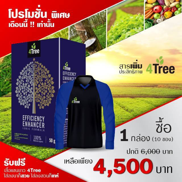 โฟร์ทรี 4Tree แถมเสื้อ สารเพิ่มประสิทธิภาพพืช ดูดซึมไว เร่งราก เพิ่มแป้งพืชเติบโตสุดสายพันธุ์ A4S Gl
