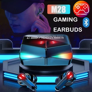หูฟังไร้สายบลูทู ธ TWS M28 แตะหูฟังบลูทูธกันน้ำ หูฟังสำหรับเล่นเกม พร้อมจอแสดงผล LED พร้อมไมโครโฟนสำหรับ ลดเสียงรบกวน