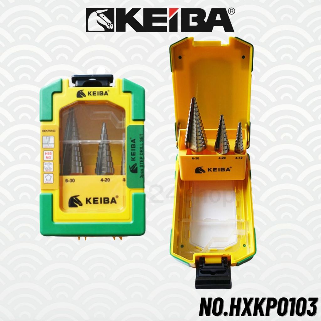 KEIBA ชุดดอกสว่าน ดอกสว่านเจดีย์ ดอกสว่านสเตปดริว HSS M2 Step Drill 3 ตัวชุด No.HXKP0103