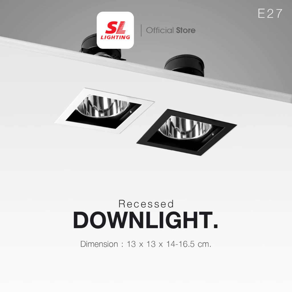 SL LIGHTING | Recessed Downlight โคมไฟดาวน์ไลท์แบบฝังฝ้า ทรงสี่เหลี่ยม ขั้ว E27 รุ่น SL-6-661