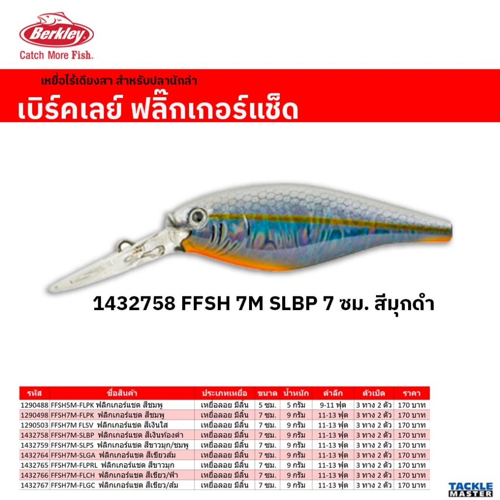 เหยือลอย ดำลึก 4 เมตร เบิร์คเลย์ ฟลิกเกอร์แช็ด ขนาด 5-7 ซม.