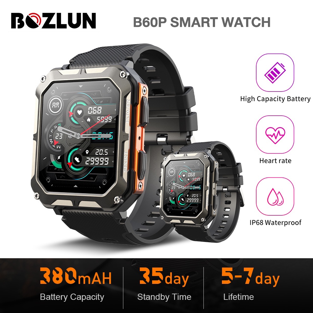 BOZLUN รุ่น B60P Smart Watch นาฬิกาข้อมือสมาร์ทวอทช์ หน้าจอ 1.83 นิ้ว เชื่อมต่อบลูทูธ กันน้ํา