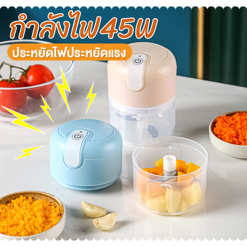 เครื่องปั่นกระเทียม พริก 250ML ไร้สาย USB ปั่นละเอียด บดเนื้อ บดกระเทียมไฟฟ้า