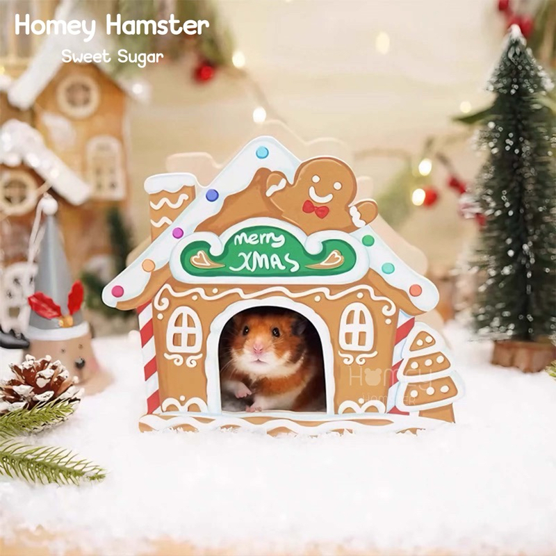 Homey Hamster บ้านหลบแฮมสเตอร์ คริสต์มาส Sweet Sugar ของแต่งกรงแฮมสเตอร์ ของเล่นแฮมสเตอร์ กล่องขุด millamore niteangel