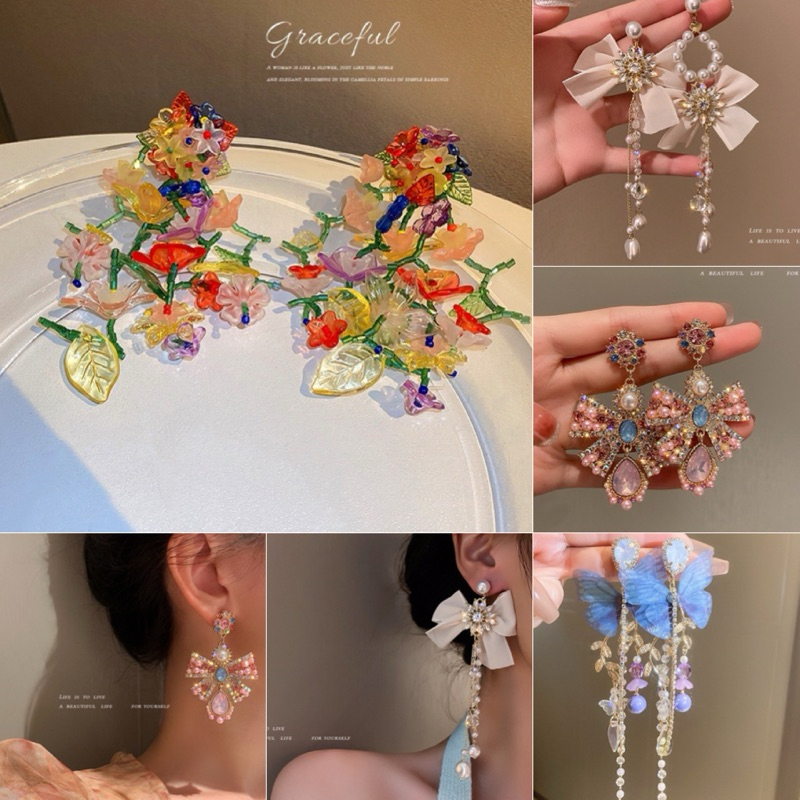 [พร้อมส่งทันที] ต่างหูแฟนซี สวยอลังการ **ต่างหูแฟนซีอลังการ** งานPremium ใส่ออกงาน