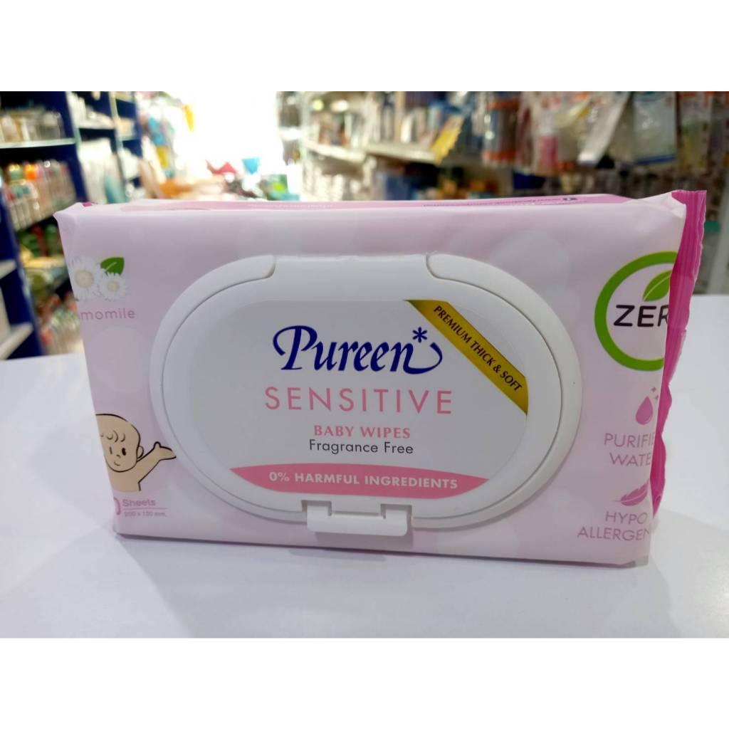 !SALE! Pureen Wet Wipe Sensitive เพียวรีน ทิชชูเปียก ผ้าเปียก สูตรผสมคาโมมายล์ ลดการระคายเคือง เพียวรีน 80 แผ่น