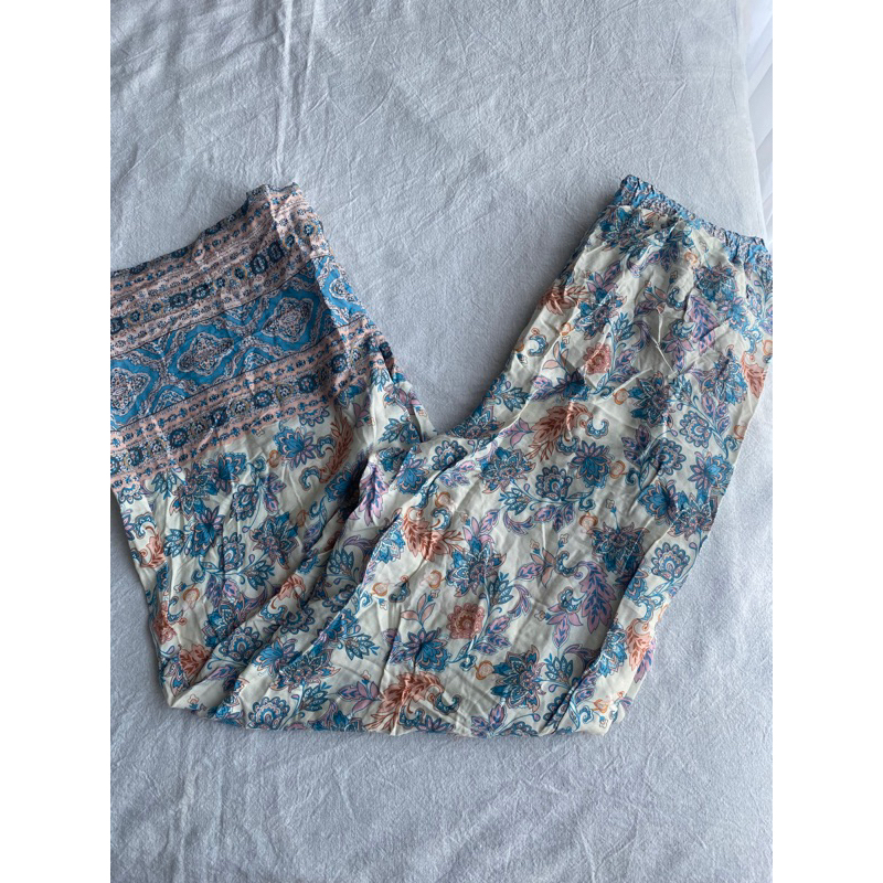 Bohemien Pants กางเกงขายาวลายดอกไม้ ผ้าสปัน