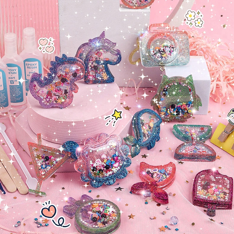 DIY พวงกุญแจเรซิ่น ชุดเรซิ่น ทำพวงกุญแจ ของเล่นเสริมพัฒนาการ ของขวัญ สำหรับเด็ก ฝึกสมาธิ ศิลปะ Art toy