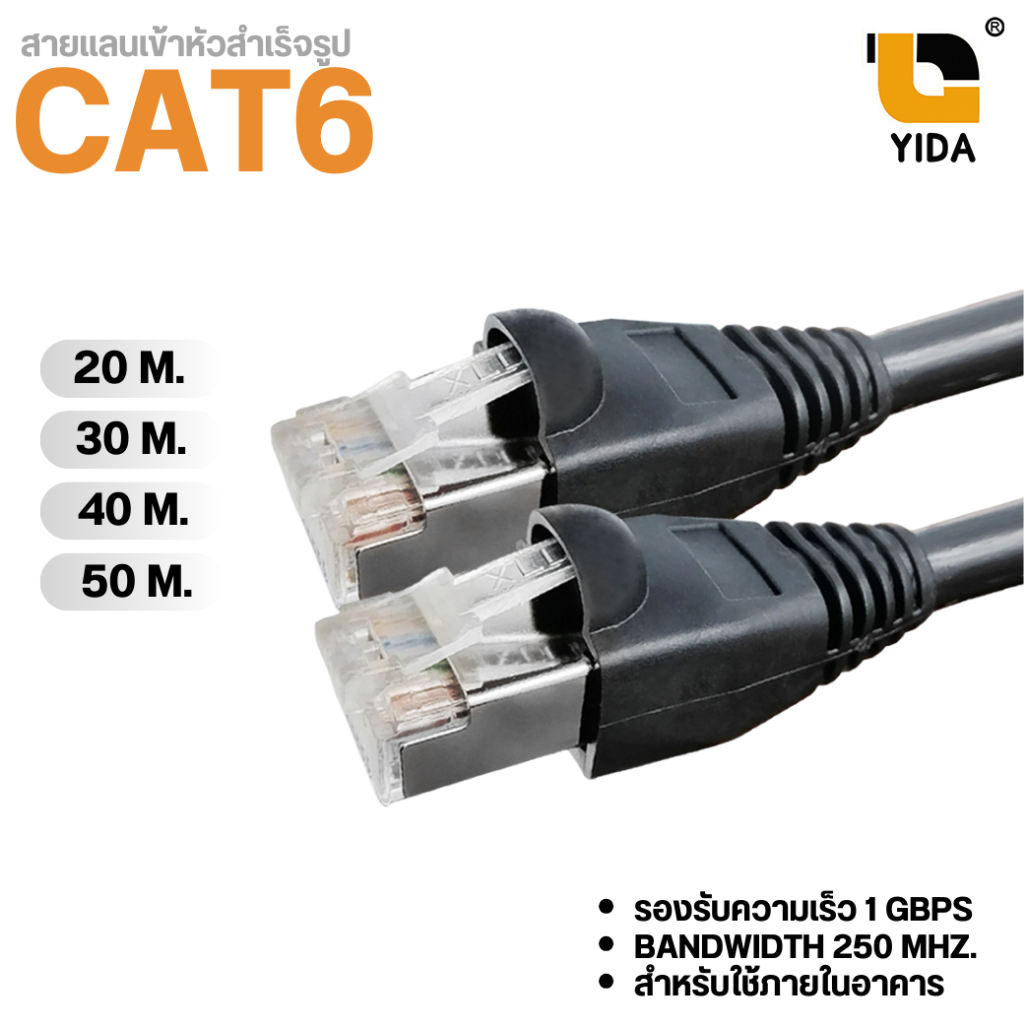 สายแลน XLL CAT6 Outdoor UTP Network LAN cable เข้าหัวพร้อมใช้งาน ความยาว 20-50เมตร