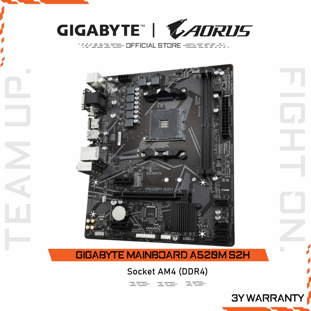 GIGABYTE MAINBOARD A520M S2H เมนบอร์ด A520M S2H-REV1.3