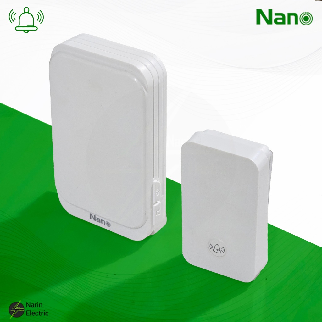 NANO กระดิ่งไร้สาย สวิตช์กระดิ่งหน้าบ้าน ออดประตู Kinetic 1 ตัวรับ 1 ตัวส่ง รุ่น NN-KDB01W
