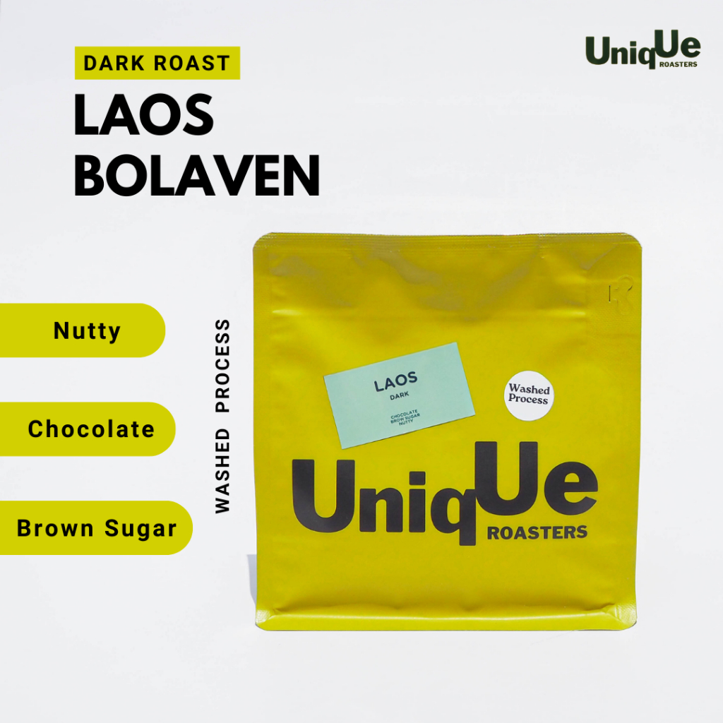 เมล็ดกาเเฟคั่วเข้ม - ลาว โบลาเวน Laos Bolaven Dark Roast เมล็ดกาแฟอาราบิก้า 100% เมล็ดกาเเฟคั่ว *Single Origin (200g.)