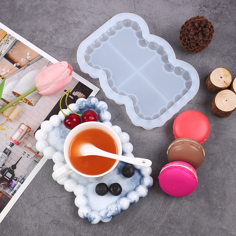 【พร้อมส่งจากไทย 】🍵แม่พิมพ์จานรองแก้วมีขอบน่ารัก แผ่นรองแก้ว ที่วางแก้วน้ำ Resin mold - รูปที่ 3