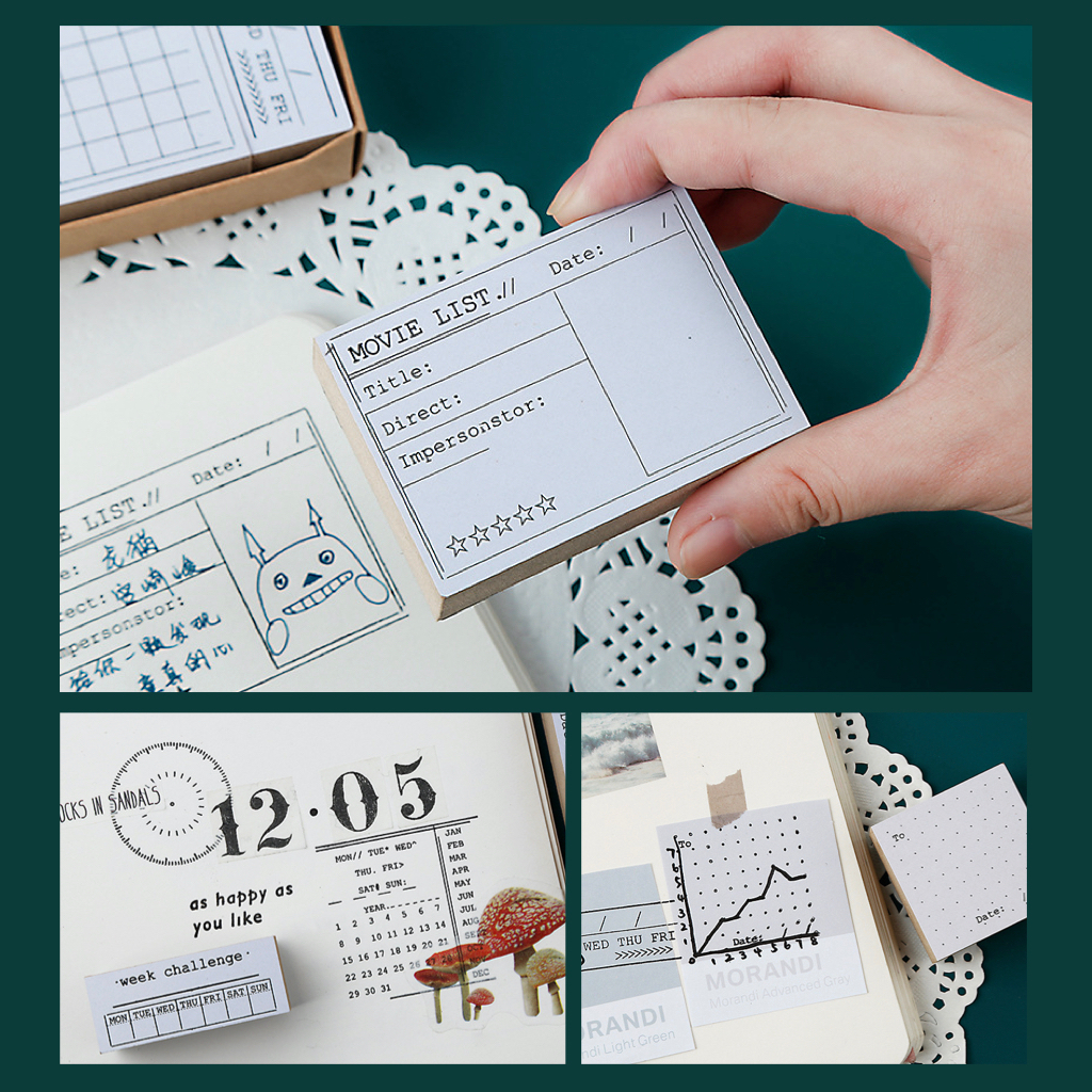 ตัวปั๊ม แต่งแพลนเนอร์ Beautiful Day ⭐️ Wooden Stamp Set - DIY Planner BuJo Bullet Journal Plan ตรายาง สแตมป์ mimisplan รูปที่ 5