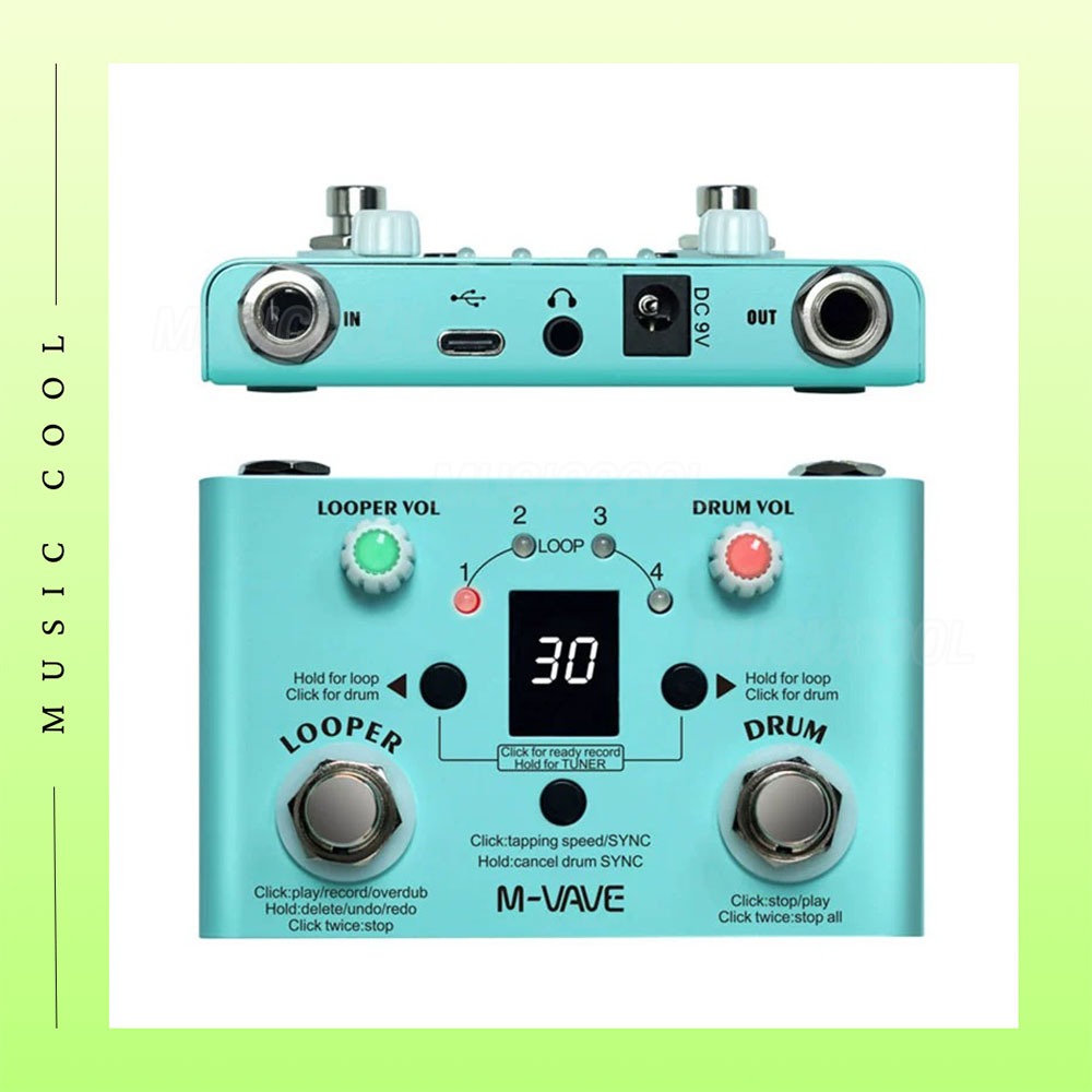 M-Vave เอฟเฟค Lost Tempo - Electric Guitar Effect Pedals Loop Effect Pedal True Bypass Mini 2-In-1 Machine Double Footsw