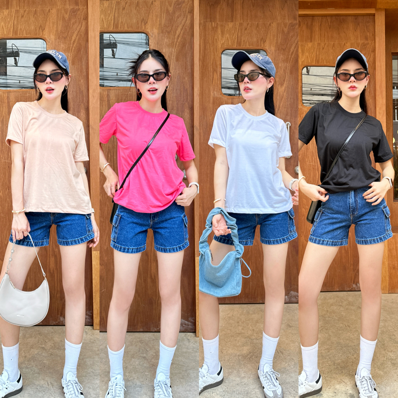 SpinnyHouse เสื้อยืดทรง OVERSIZE เบสิคสไตล์ ทรงUNISEX ใส่ได้ทุกโอกาส พร้อมส่งทุกสีค่า รุ่น เสื้อยืดนุ่มยืด