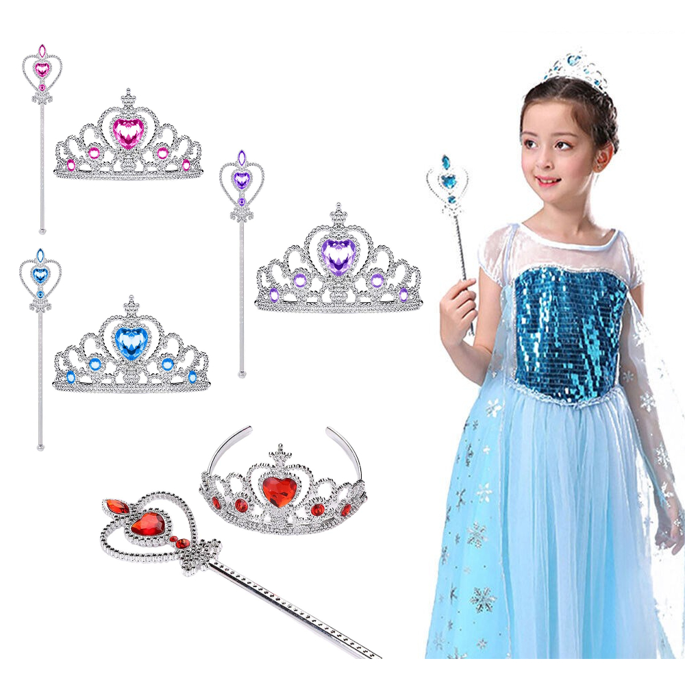 มงกุฎ + ไม้คฑาวิเศษ เจ้าหญิง นางฟ้า พรอพแฟนซี สำหรับเด็ก 2 pcs/Set Tiara + Magic Wand Princess Crown Accessories Jewelry