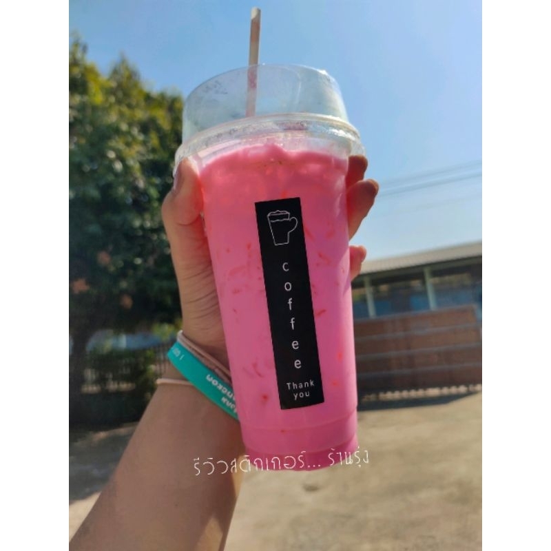 ( LP ) Coffee & Milk Tea สติกเกอร์สำหรับตกแต่ง ถ้วยชานมกาแฟ ขนาด 2x9 ซ.ม ( 100 ดวง/แพค )  *** แช่น้ำไม่ได้ค่ะ *** - รูปที่ 2