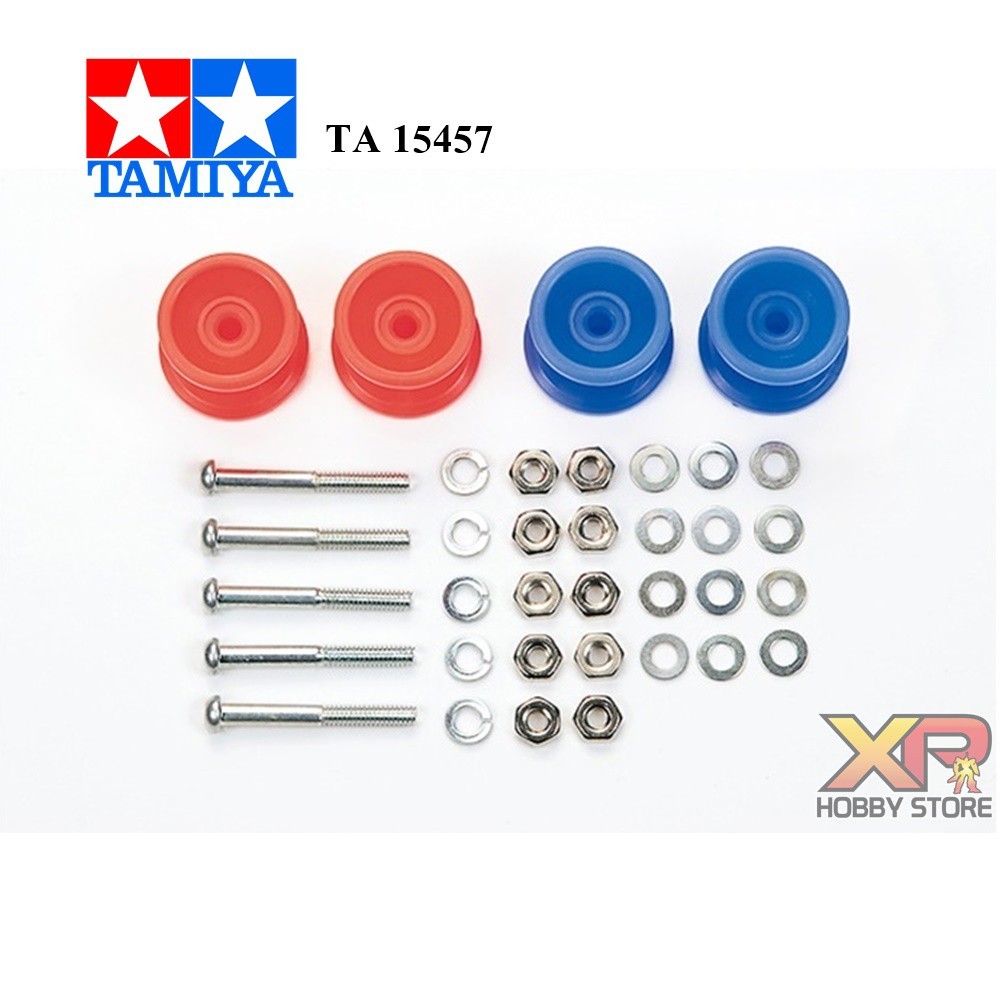 [Tamiya] Loe Friction Plastic Duble Roller (Red&Blue-13-13mm) (TA 15457)