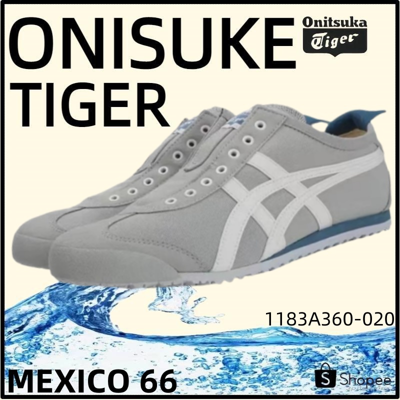 【ของแท้ 100%】Onitsuka Tiger Mexico 66 โอนิซึกะไทเกอร์ Gray/White 1183A360-020 Low Top slip-on Unisex Sneakers