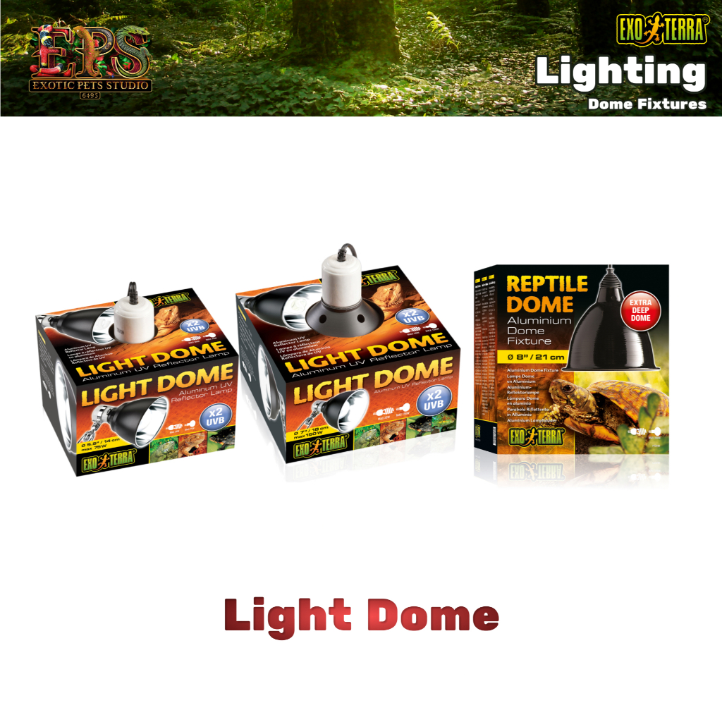 Exo Terra Light Dome / Reptile Dome โคมไฟ อุปกรณ์สำหรับใส่หลอดไฟ (14 cm / 18 cm / 21 cm)
