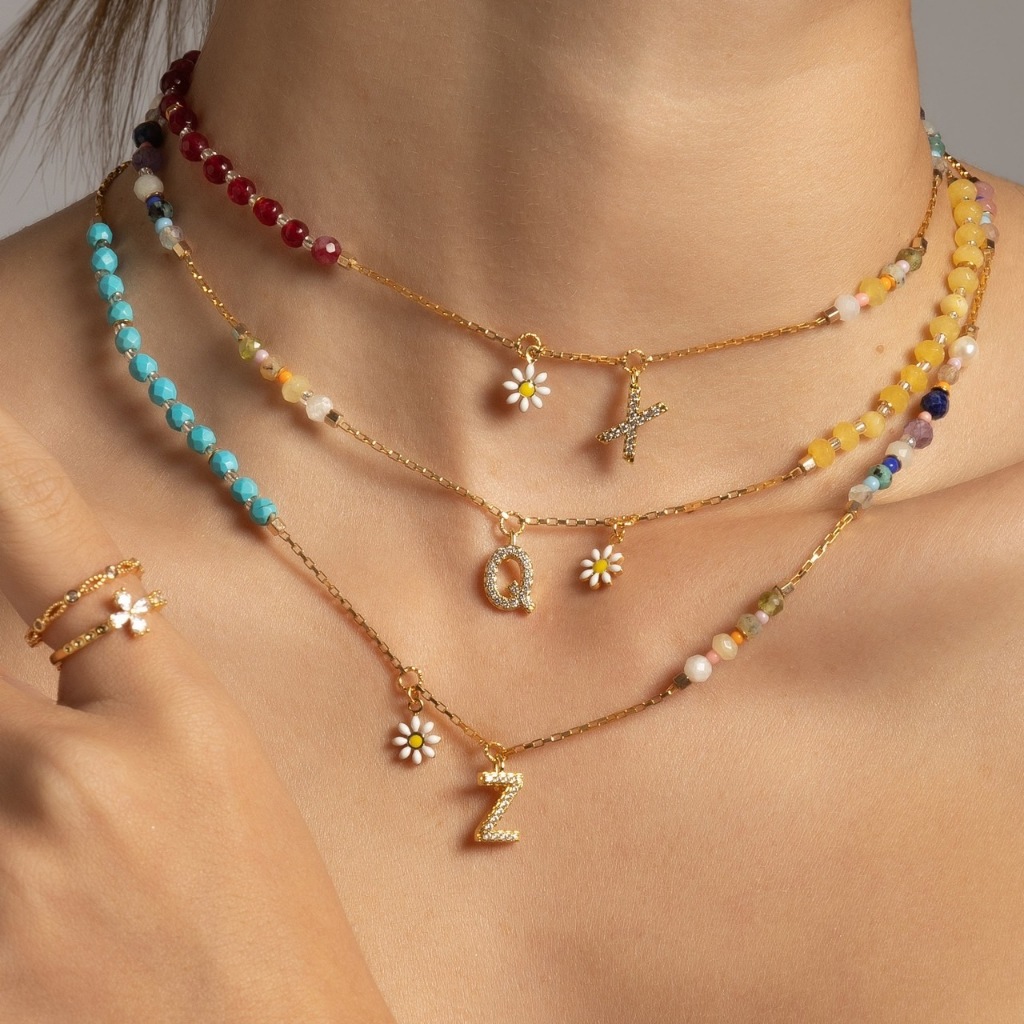 7.7 NAKAMOL - INITAL BIRTHSTONE NECKLACE (เลือกอักษร INITIAL ได้)
